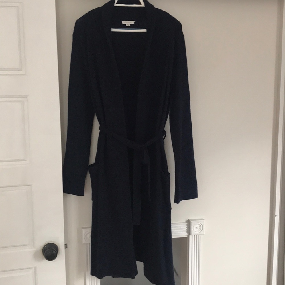 NWOT Garnet Hill Wool Bathrobe M Navy